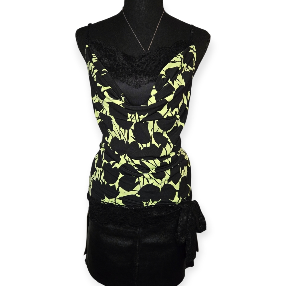 Y2k Black Lace Cowl Neck Top 🖤